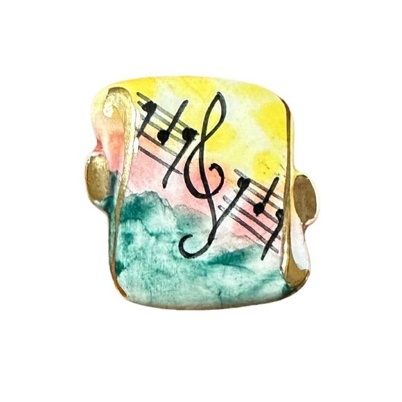 Musical theme vintage ceramic pin brooch - Picture 2 of 7